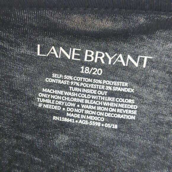 Lane Bryant T-Shirt Plus 18/20 Rose All‎ Day Short Sleeve Mesh Neck Casual Black - Picture 2 of 5
